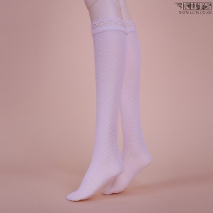 KDF see through band half stockings white